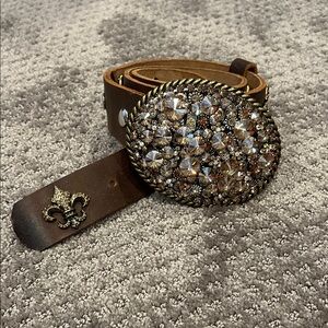 Vintage Wear Brown Crystal Embellished Belt